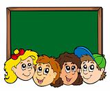 Various kids faces with blackboard