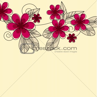Stylized abstract contour flowers