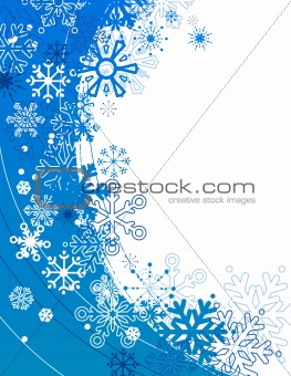 Background with contour snowflakes