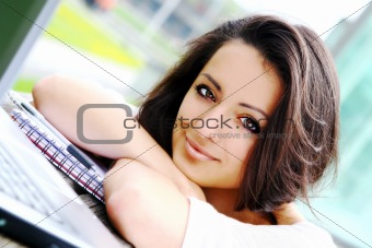 beautiful and attractive woman in the park