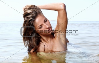 sexy and beautiful woman in the water