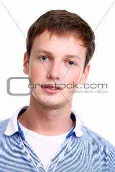 young and attractive boy on white