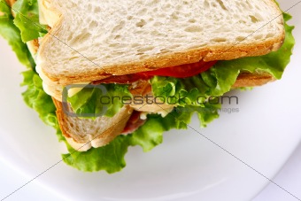 fresh sandvich with vegetables and tomatoes