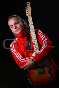 Man with electro guitar