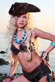beautiful blond woman in pirate image