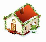Gingerbread House with tree. Vector