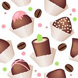 Seamless pattern with chocolate sweets