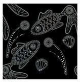 vector seamless fishes on black