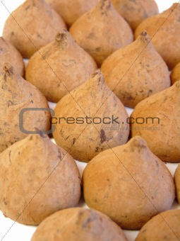 Chocolates truffles, isolated on a white background 