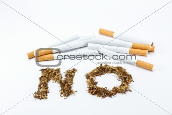 No smoking sign with tobacco