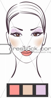 Beauty women face with makeup vector illustration 