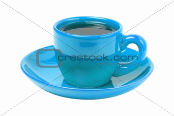 Blue cup isolated on white background