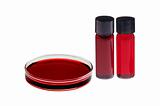 Medical test tubes with blood on white background