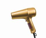 golden hair dryer isolated on white background