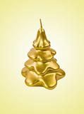 Christmas golden candle isolated on yellow background