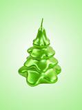 Christmas green candle isolated on green background