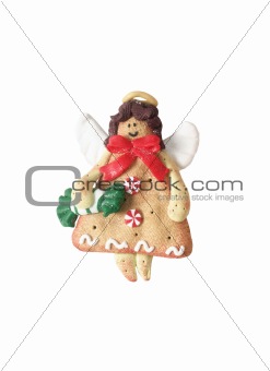 Homemade Gingerbread christmas cookies isolated on white background