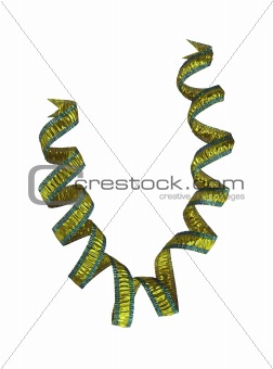 Beautiful colorful ribbon curl on white background