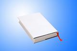White book over blue background
