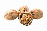 Fresh walnut nuts isolated on the white background