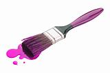 brush with pink paint isolated on white