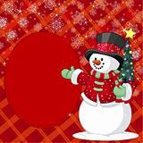 Snowman with Christmas tree place card