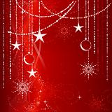 Red Christmas background with ornaments