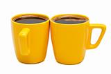 yellow mugs of coffee