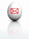 Isolated white egg with drawn envelope mark 
