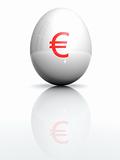 Isolated white egg with drawn euro character