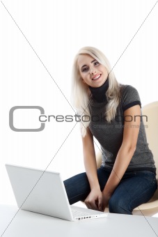 beautiful woman  with laptop