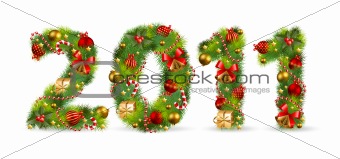 2011, vector christmas tree font