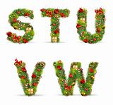 STUVW, vector christmas tree font