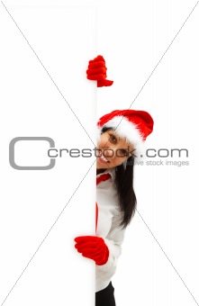 Female Santa with billboard