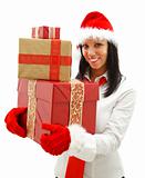 Christmas woman with gifts