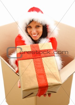 Christmas woman with gift