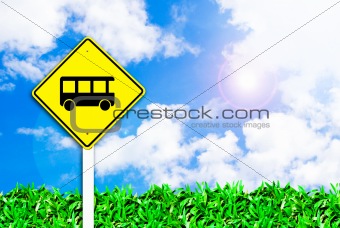 bus stop sign on beautiful sky