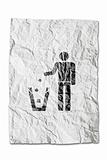 person dumping recycle symbol on wrinkled paper isolated on whit