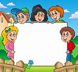 Blank frame with various kids