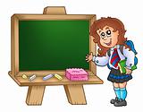 Cartoon girl with chalkboard