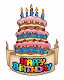 Happy birthday theme with tall cake
