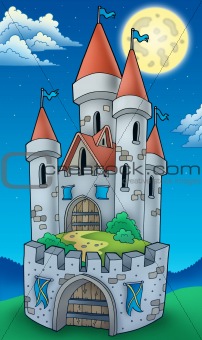 Night view on tall castle