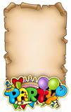 Scroll with party sign