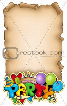 Scroll with party sign