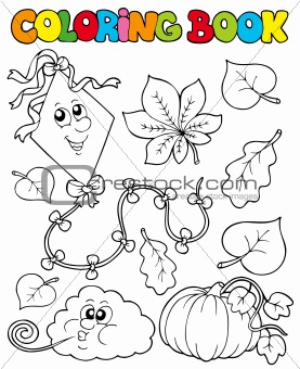 Coloring book with autumn theme 1