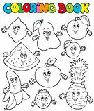 Coloring book with cartoon fruits 1