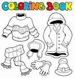 Coloring book with winter clothes