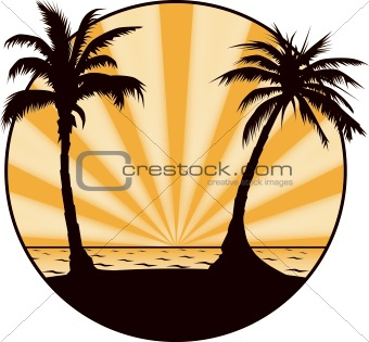Silhouette of two palms