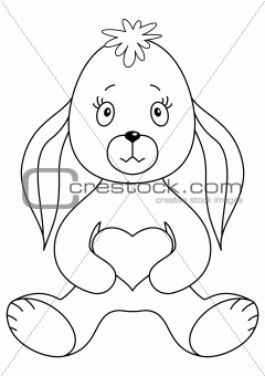 Rabbit with heart, contours