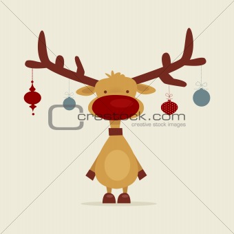 Retro cartoon reindeer